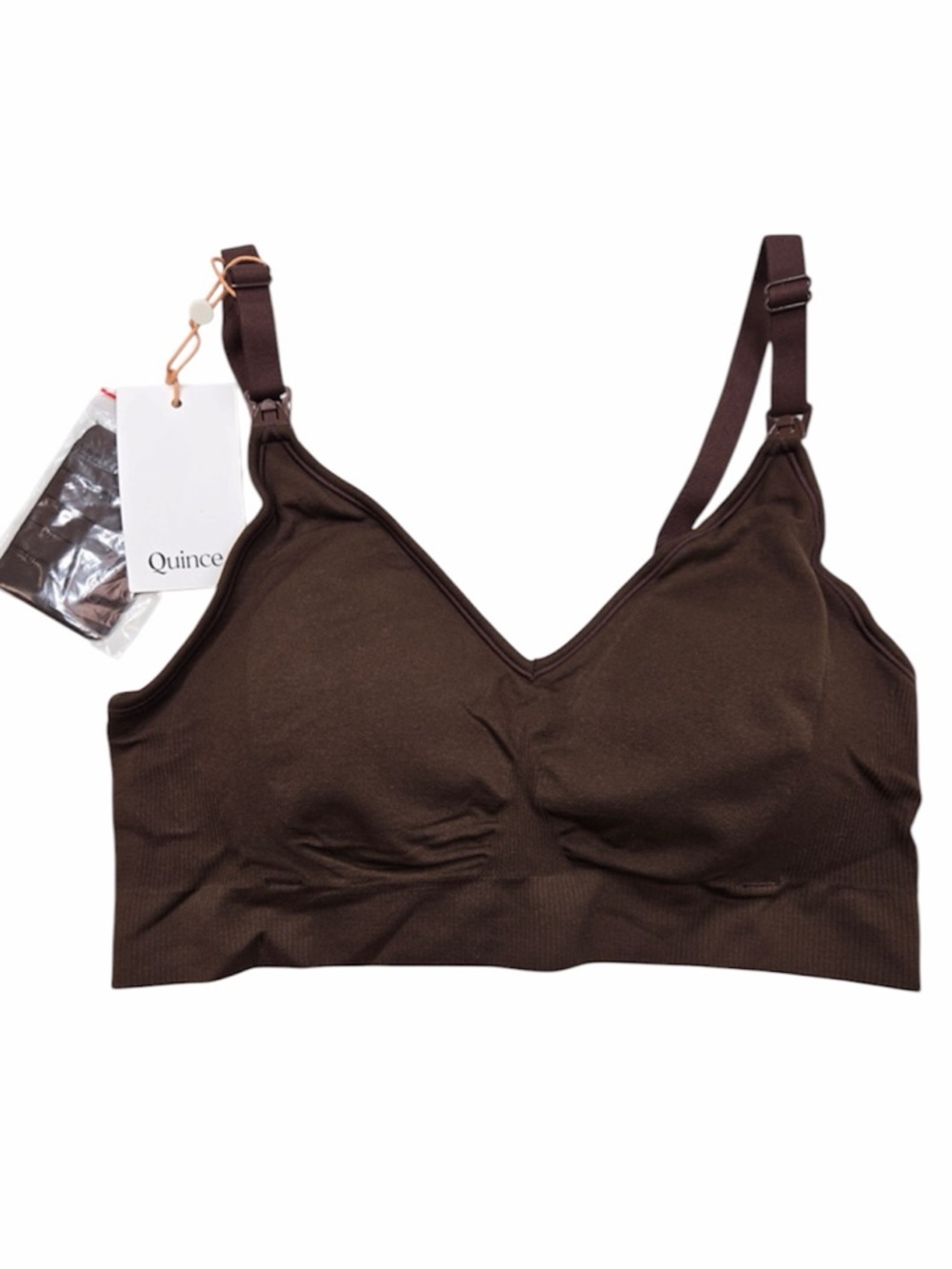 NWT QUINCE Seamless Low Impact Maternity & Nursing Sports Bra Brown 7545